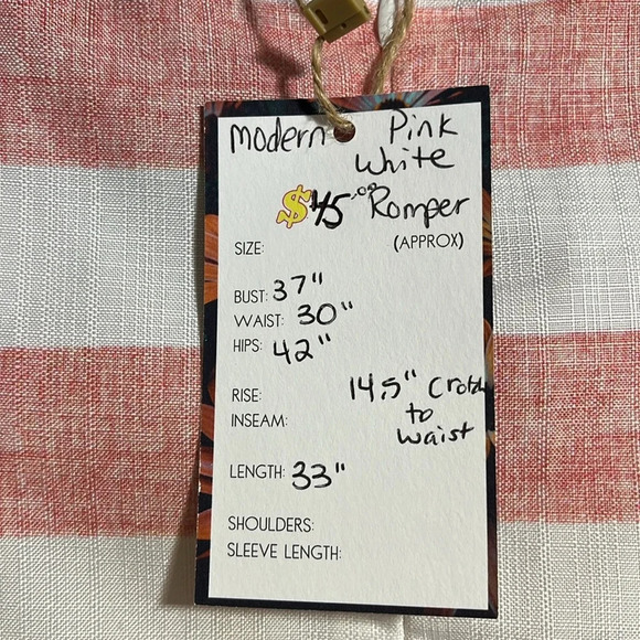 White and pink romper zipper back sleeveless vintage look size Large - Picture 9 of 9